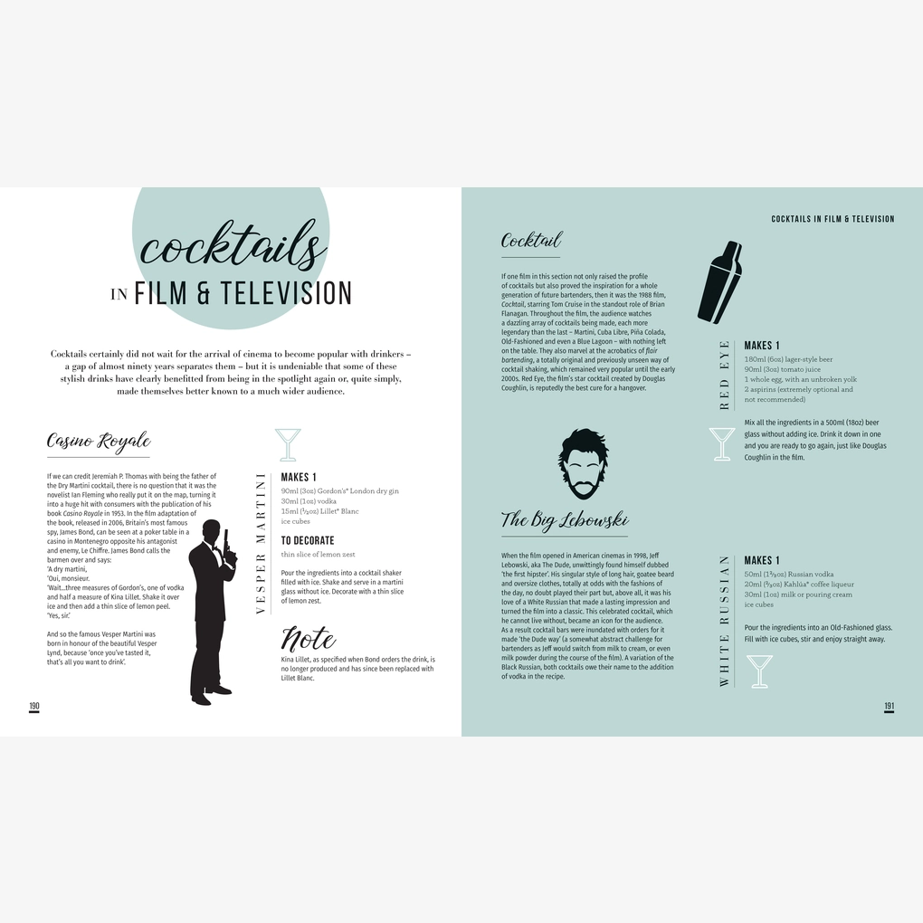 An interior spread on movie tie-in cocktails